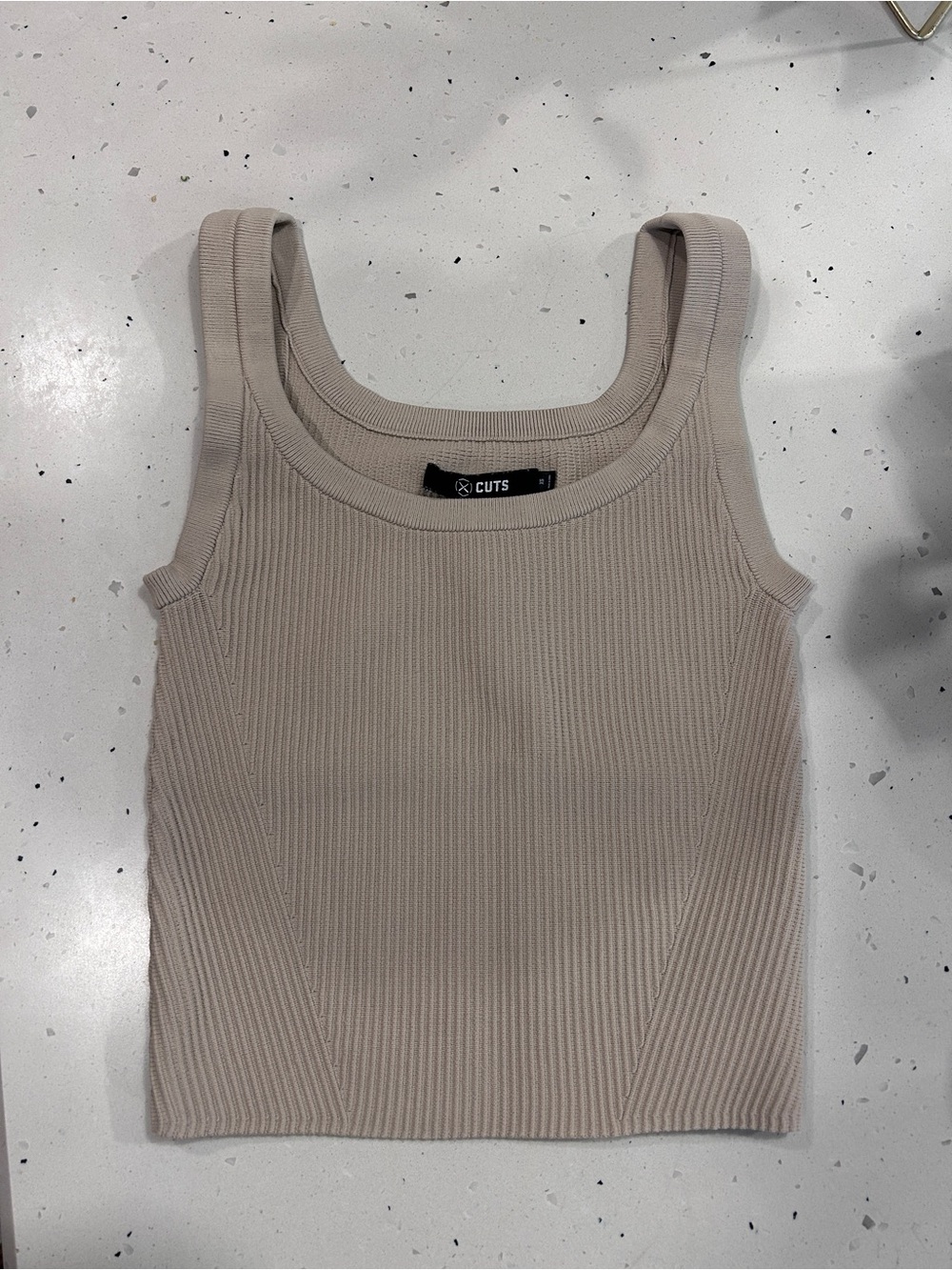 CUTS Women's Ribbed Tank in Light Taupe